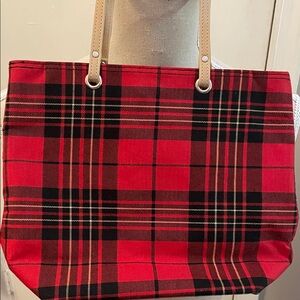 Red Plaid Tote Bag cotton
